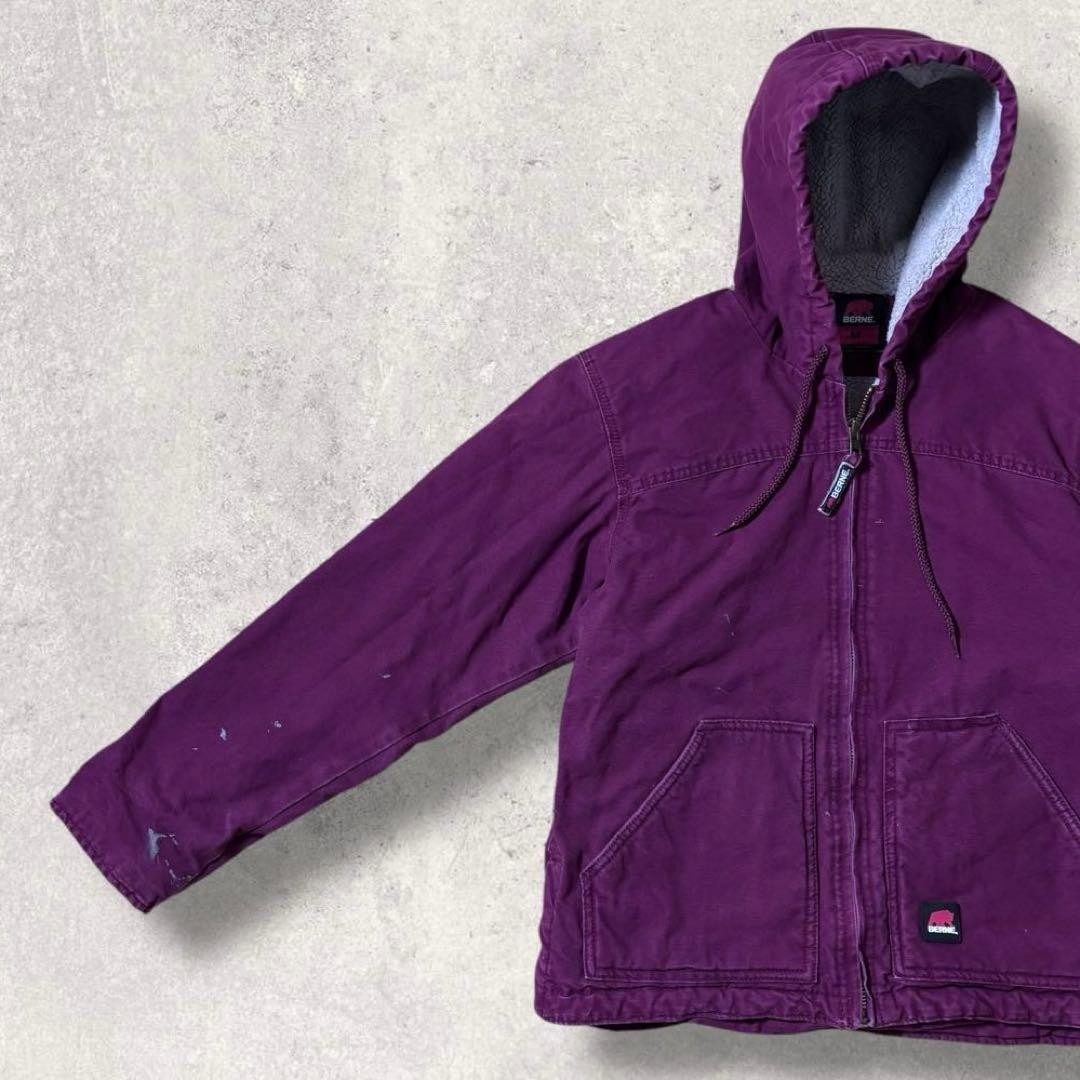 ぽ古着ダックパーカーアクティブジャケット短丈90s裏ボアジップフーディース