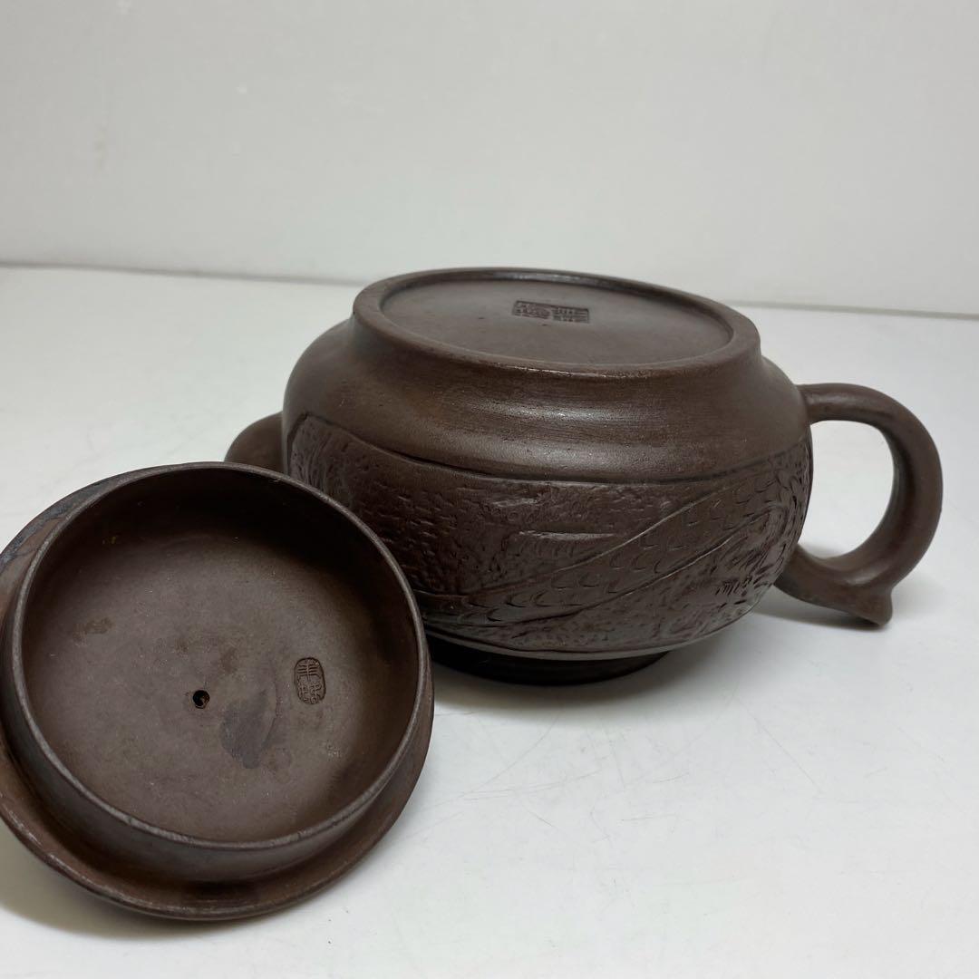 中国古玩　朱泥急須A 幅約17.5㎝　東さ7-1102③