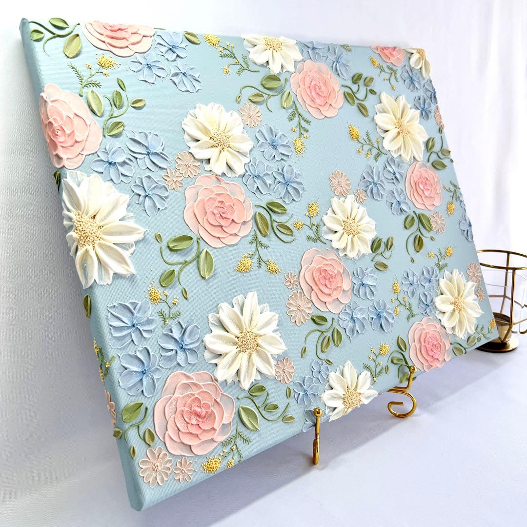 テクスチャーアート　絵画　インテリアアート　立体　花　絵　ミモザ　北欧 a1a7e6356dc801b1df97ea8e835aee