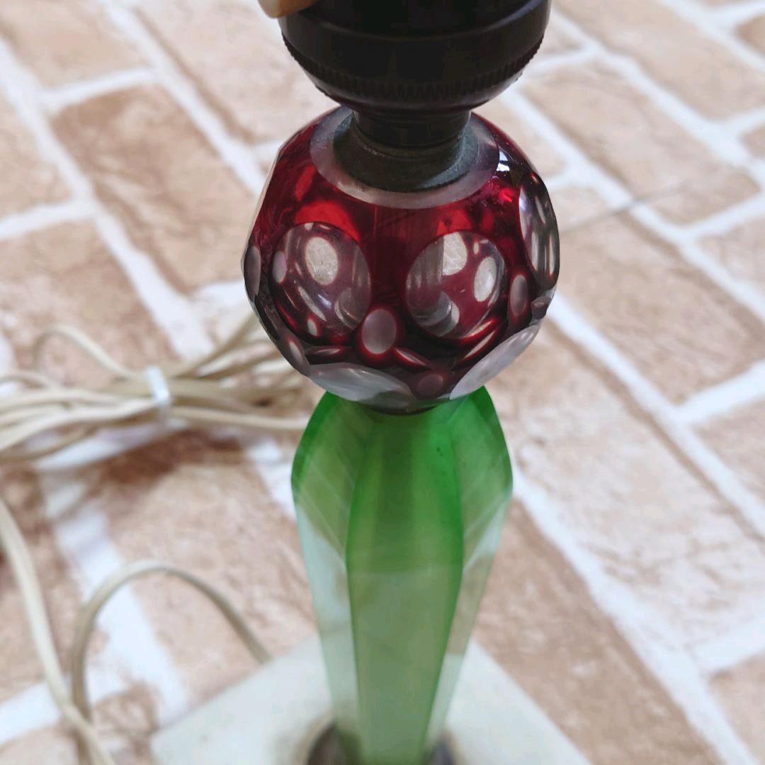 激レア】vintage赤と緑のガラス模様のランプ ランプ