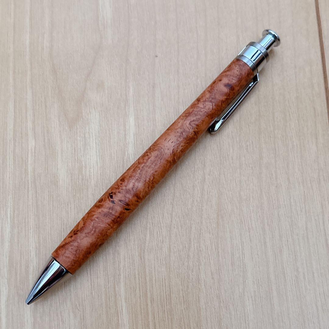 24時間以内発送】工房楔 花梨 こぶ杢 上杢 真鍮パイプ シャープペンシル 24