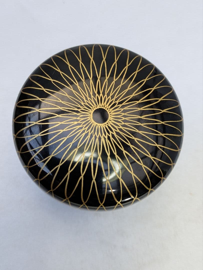 ☆b480、茶道具 棗 なつめ 中棗 黒金網目蒔絵