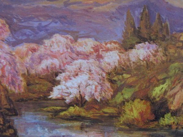 坂本唯市、【春来たる（福岡櫃）】、希少画集画より、状態良好、新品高級額装付