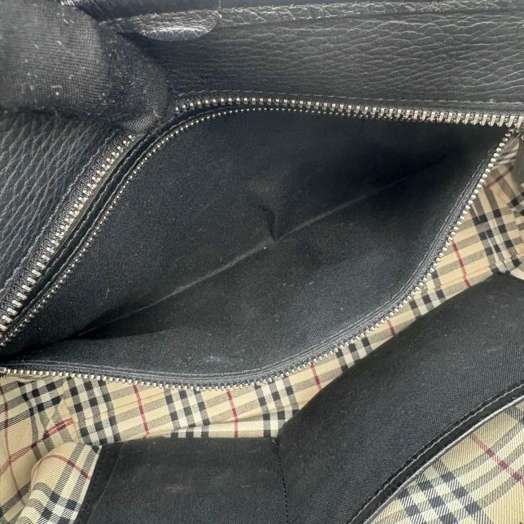 美品 BURBERRY バーバリー ハンドバッグ ノバチェック　レザー　ブラック