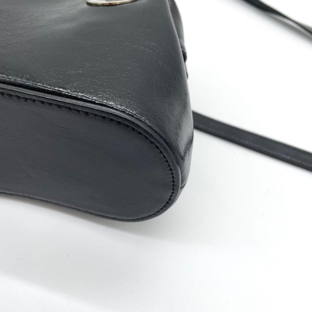 【極美品】OSOI　サークルバッグ　2way ロゴ　シルバー金具　レザー　黒