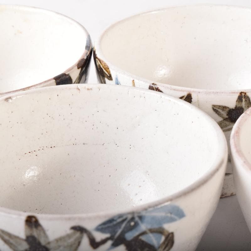 煎茶道具　水月窯　楓文　汲出茶碗　五客　共箱　V　7458