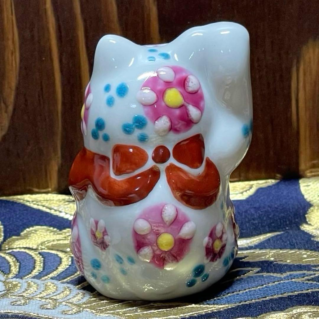 願いが叶う 九谷焼】手描きの招き猫 1.5号 作家:下野邦子 右手 恋愛運