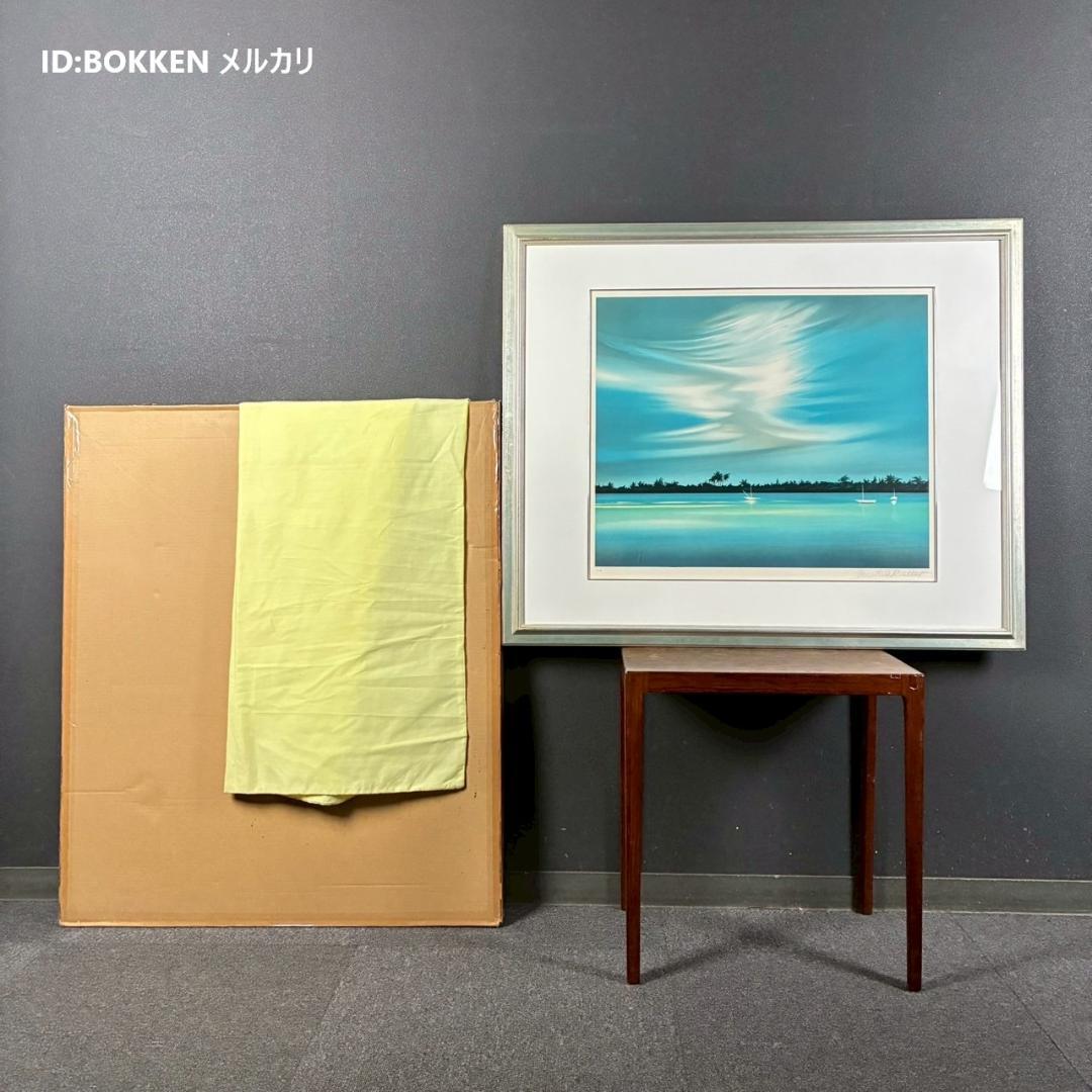 美品 ミッシェル・バテュ「トロピカル」リトグラフ 直筆サイン入 海の風景画