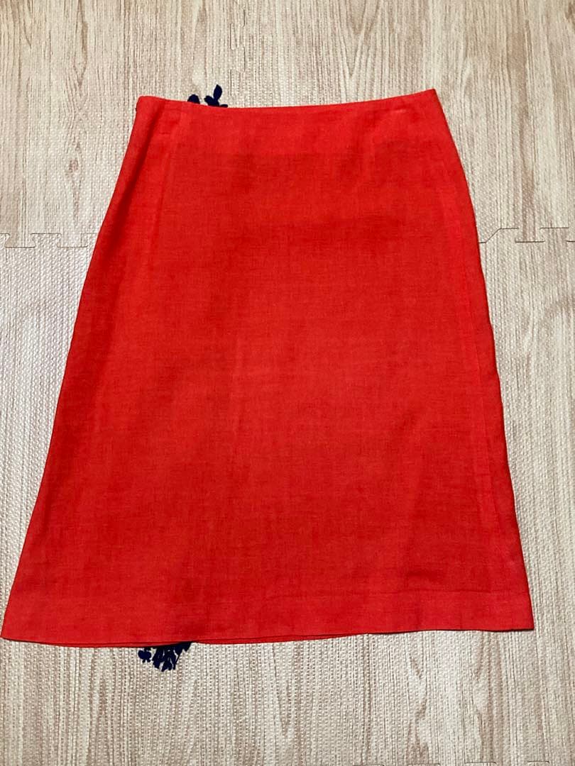 ミナペルホネン　スカート forest parade リネン　36 オレンジ