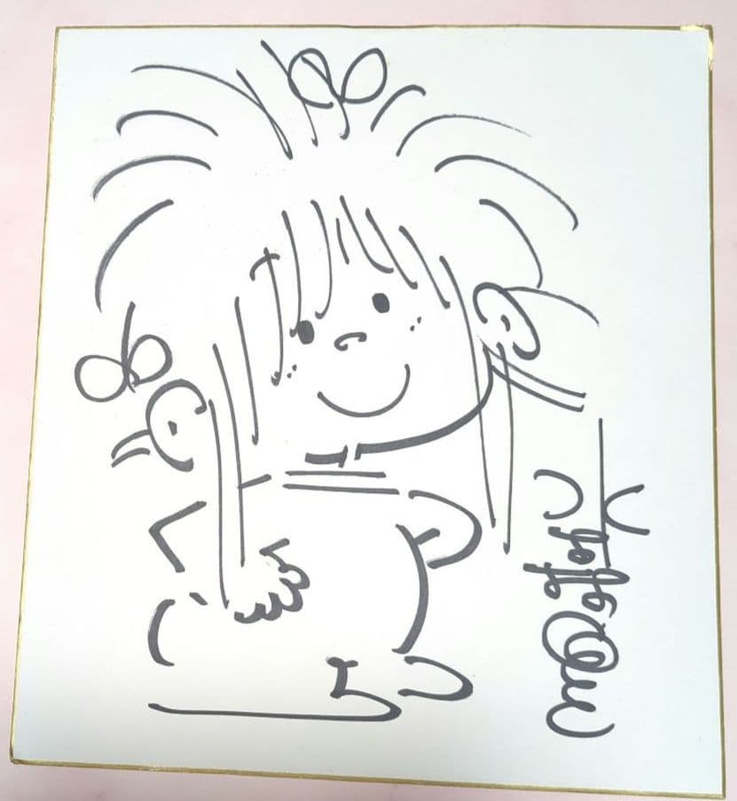 水森亜土　直筆サイン　イラスト　サイン色紙