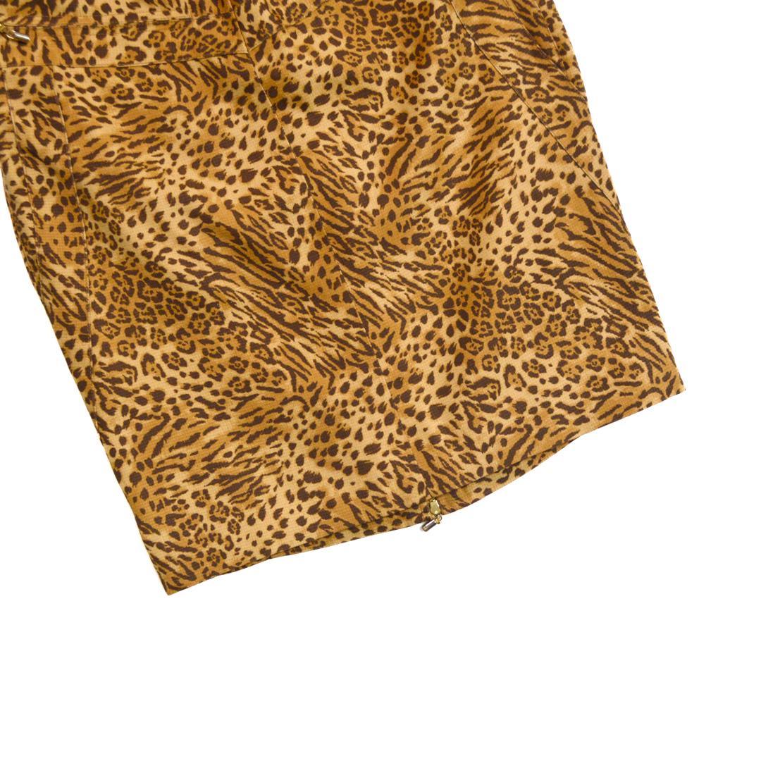 VERSACEヴェルサーチ イタリア製シルク100%レオパード柄膝上丈スカートM