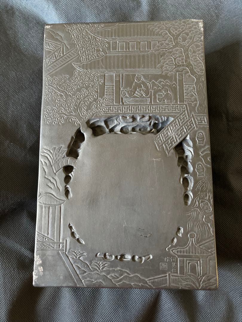 中国古美術品　特大 端渓硯　蘭亭文硯　7kg 清の時代　何其仁作 中国古美術品 特大端渓硯 蘭亭文硯 7kg 清の時代 何其仁