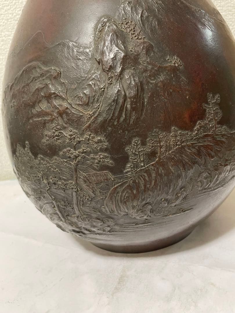 古銅 時代物 斑紫銅 花瓶 古美術 アンティーク