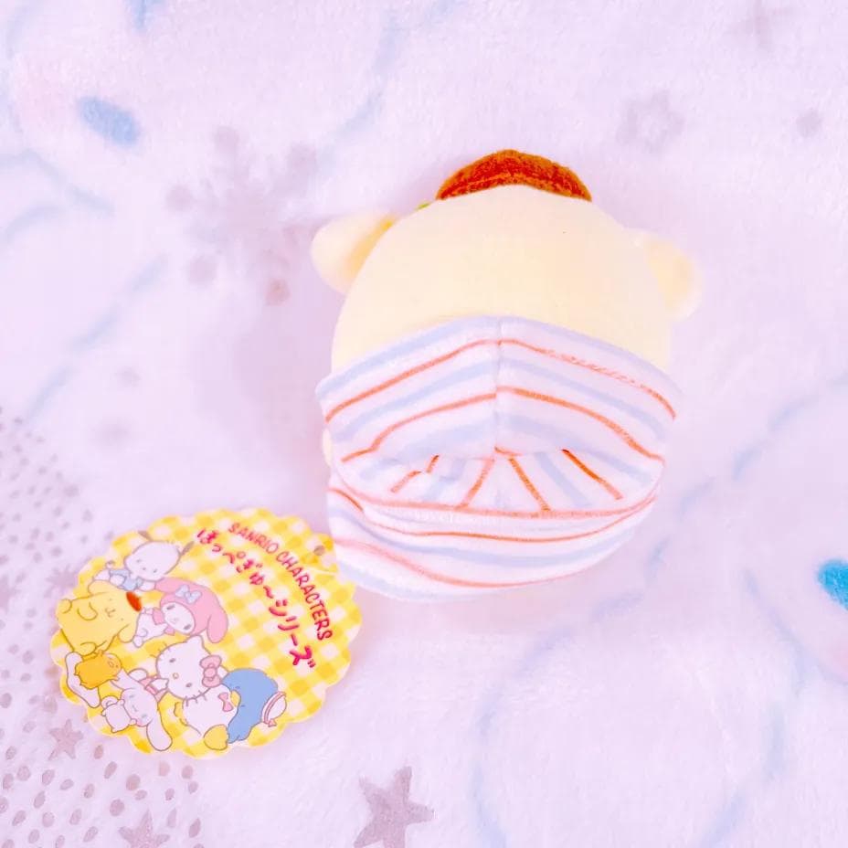 サンリオ　ポムポムプリン むにゅぐるみ　マスコットホルダー　(ほっぺぎゅ)