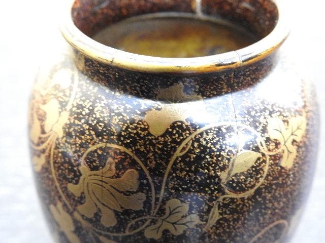 梨地ツタ蒔絵茶入？江戸時代保存箱MA268