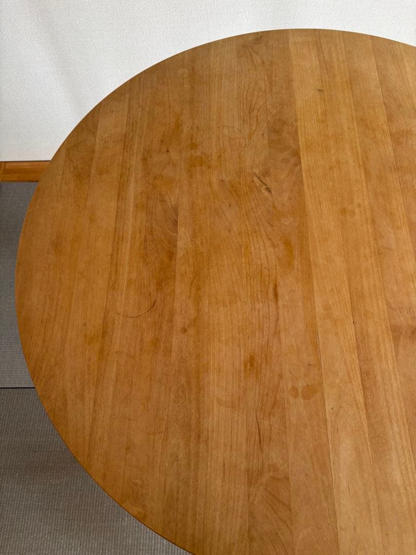 低め　モモナチュラル　アルダー材　VIVO 丸　ダイニングテーブル 90cm