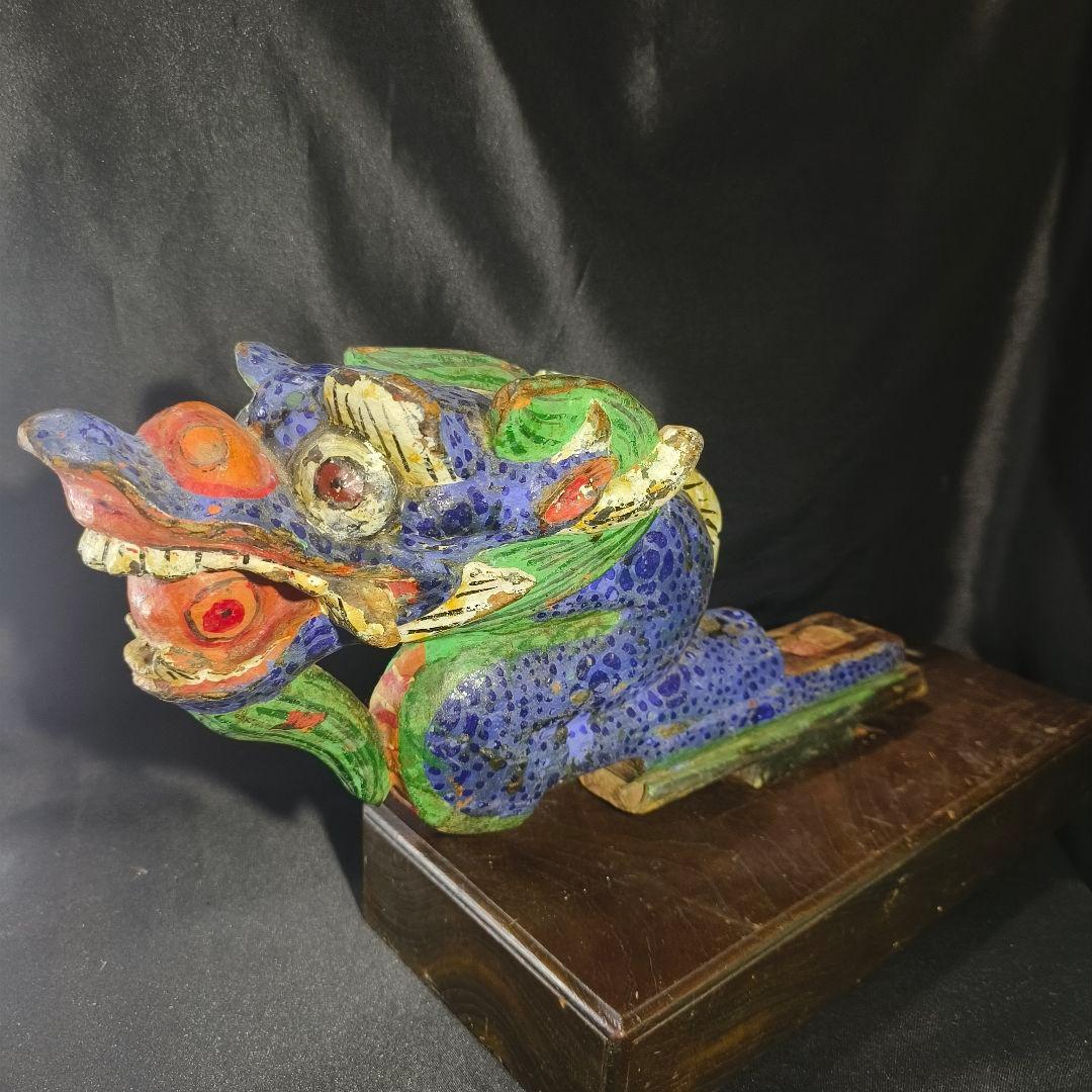 中国骨董 木彫竜頭 明清古建築 木鼻 だんじり 地車 寺流出古美術品