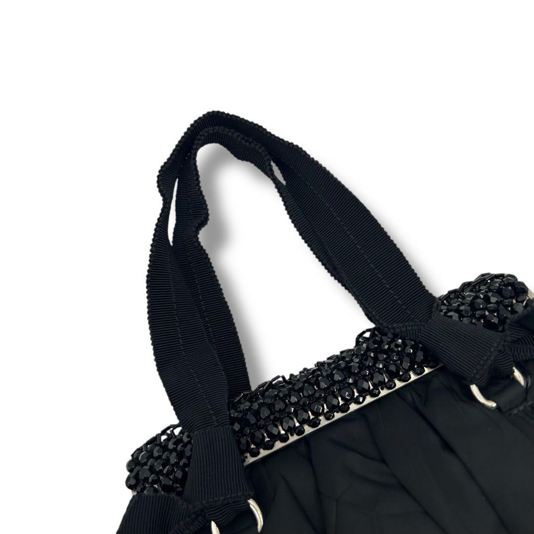 【がま口】プラダ プレート　ビジュー　ブラック　ハンドバッグ BN1146