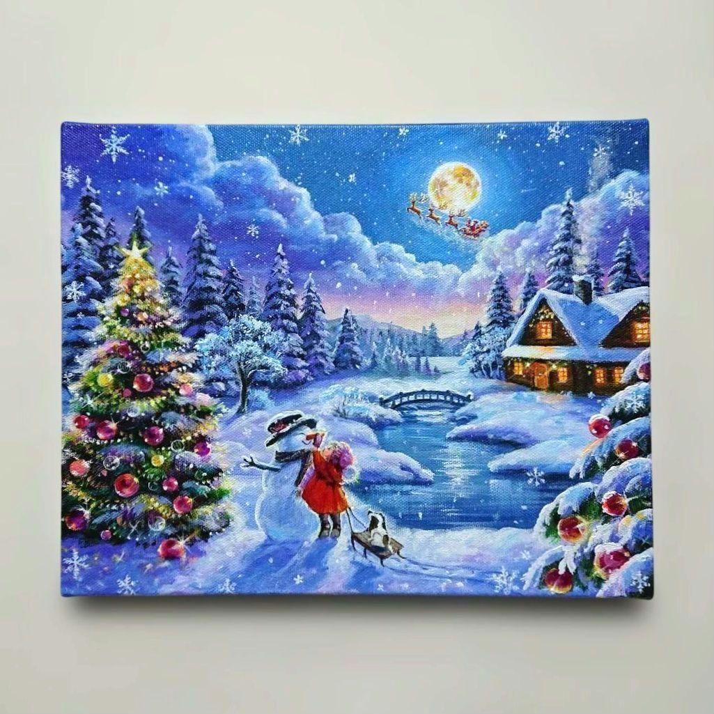 な*は様 【楽しいひととき】アクリル画 F3 風景画 絵画