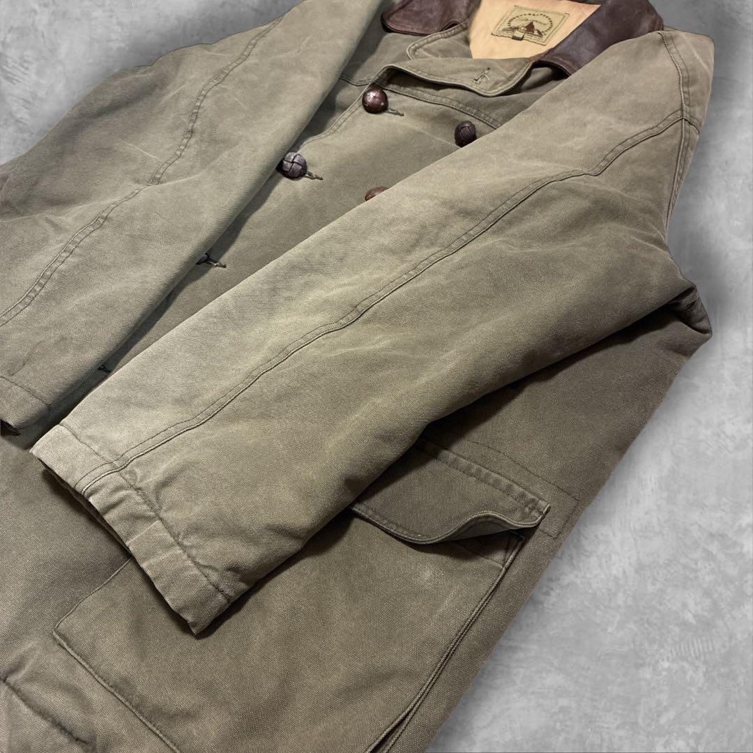 Paramountスタジオ衣装ダック地コート XLレザーカラー 90s00s古着