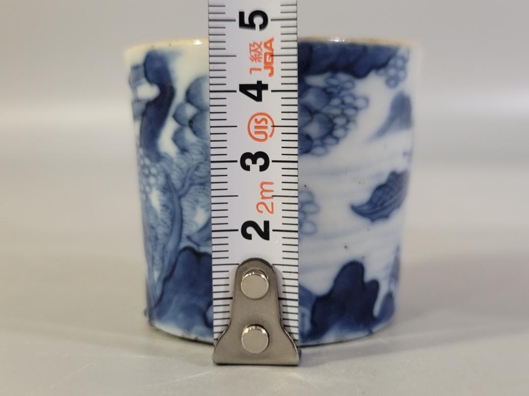 茶道具 青花 山水紋 嘉慶年製 款 蓋置 DT336 纏花】景德鎮手繪青花