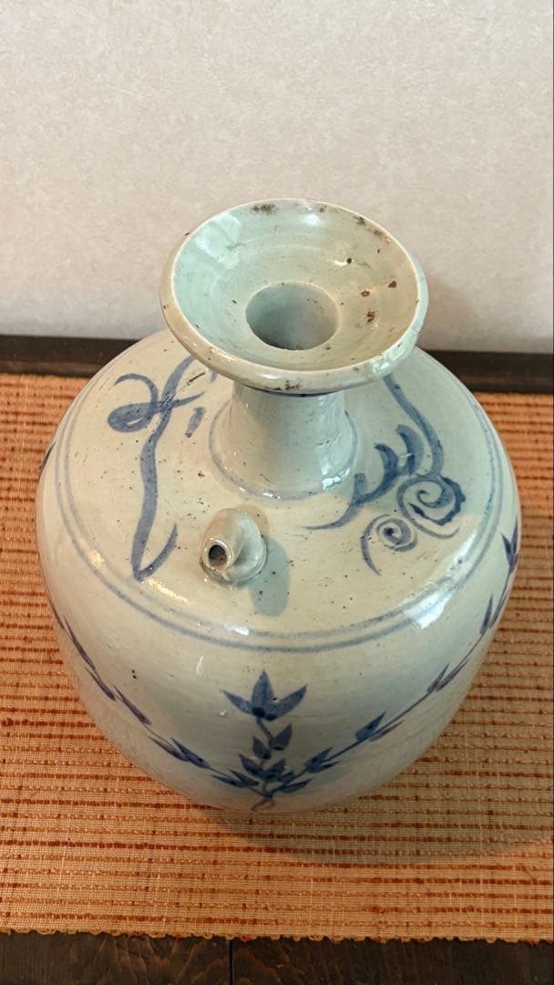 古民具 古染付 水柱 酒壺 白磁 清時代 中国美術 骨董