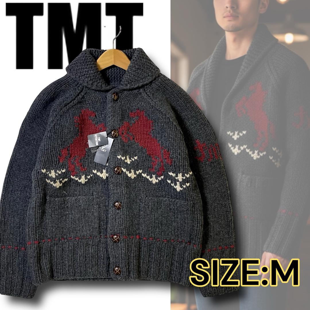 M TMT カウチンニット カーディガン ニットブルゾン 黒