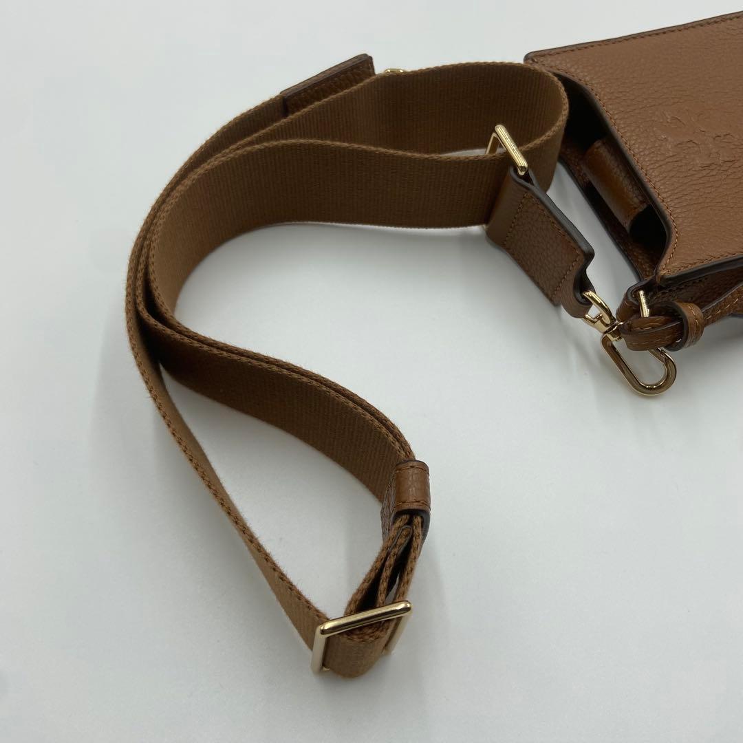 未使用級　トリーバーチ　テア　ショルダーバッグ　スマホ　タッセル　レザー　茶