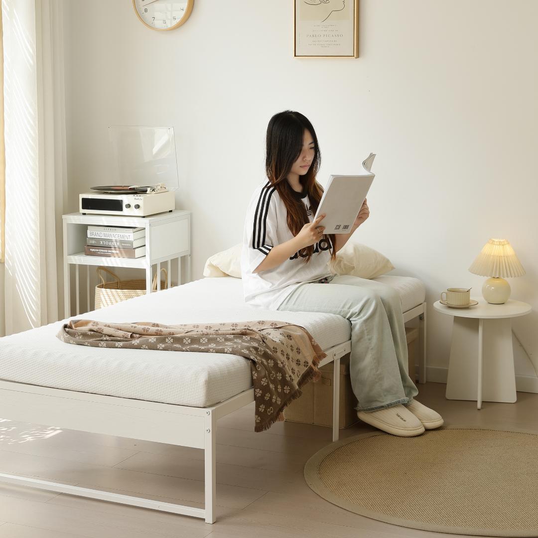 【シングル S】ベッドフレーム パイプベッド シングル ベッド パイプWhite