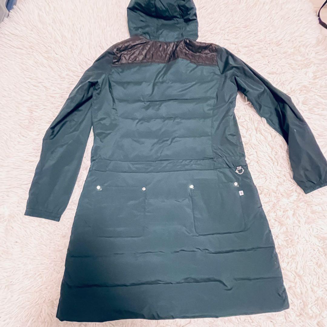 ダークグリーンダウンジャケット フード付き レディース
