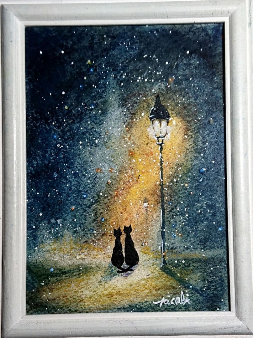 絵画 ★あつ★ 青の魔法 985 他1点原画 アート