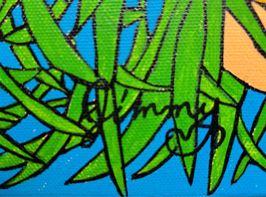 F4号】手描き油彩 ジミー大西【ジャングルの眼】額縁 未使用額 サイン