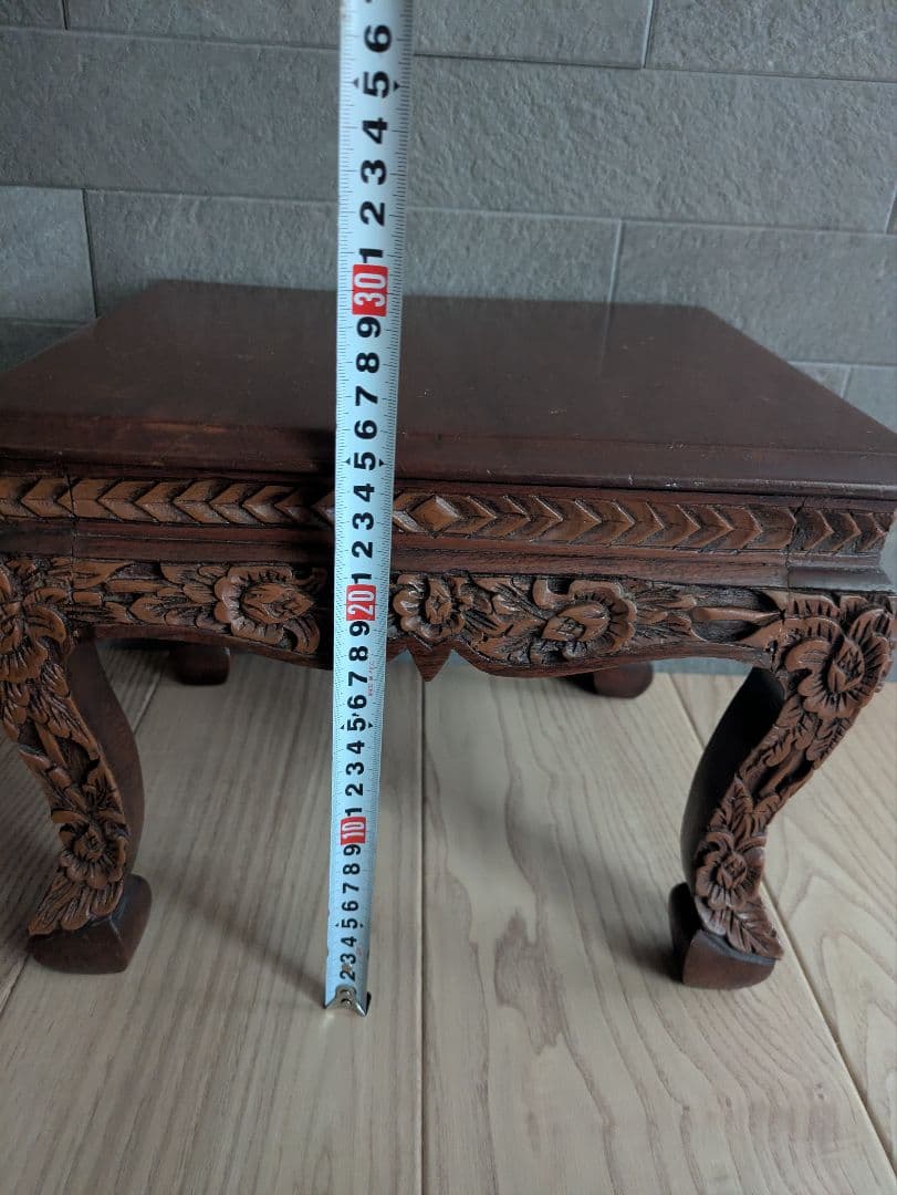 花台 木製 彫刻 飾り台 アンティーク調 アジアン家具 猫脚の通販はau