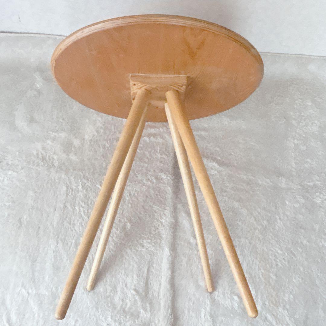 美品】オシャレ ラウンド カフェテーブル オーク材 丸 ４本脚 北欧ハイテーブル