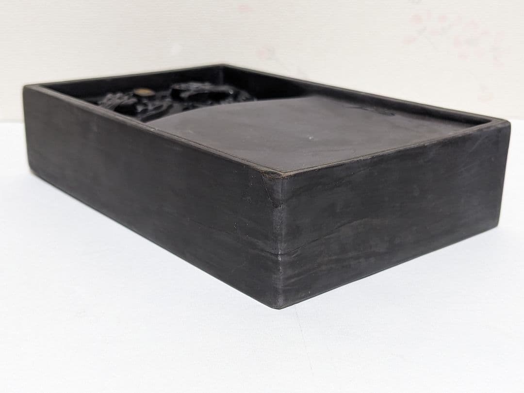 ♢中国 端州名硯 双龍 石眼 古硯 共箱入 端渓硯 文房四宝 工芸品美術品