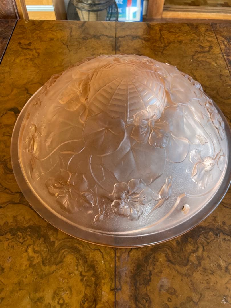 アールデコ フロストガラス 吊り下げライトのガラス① ピンク