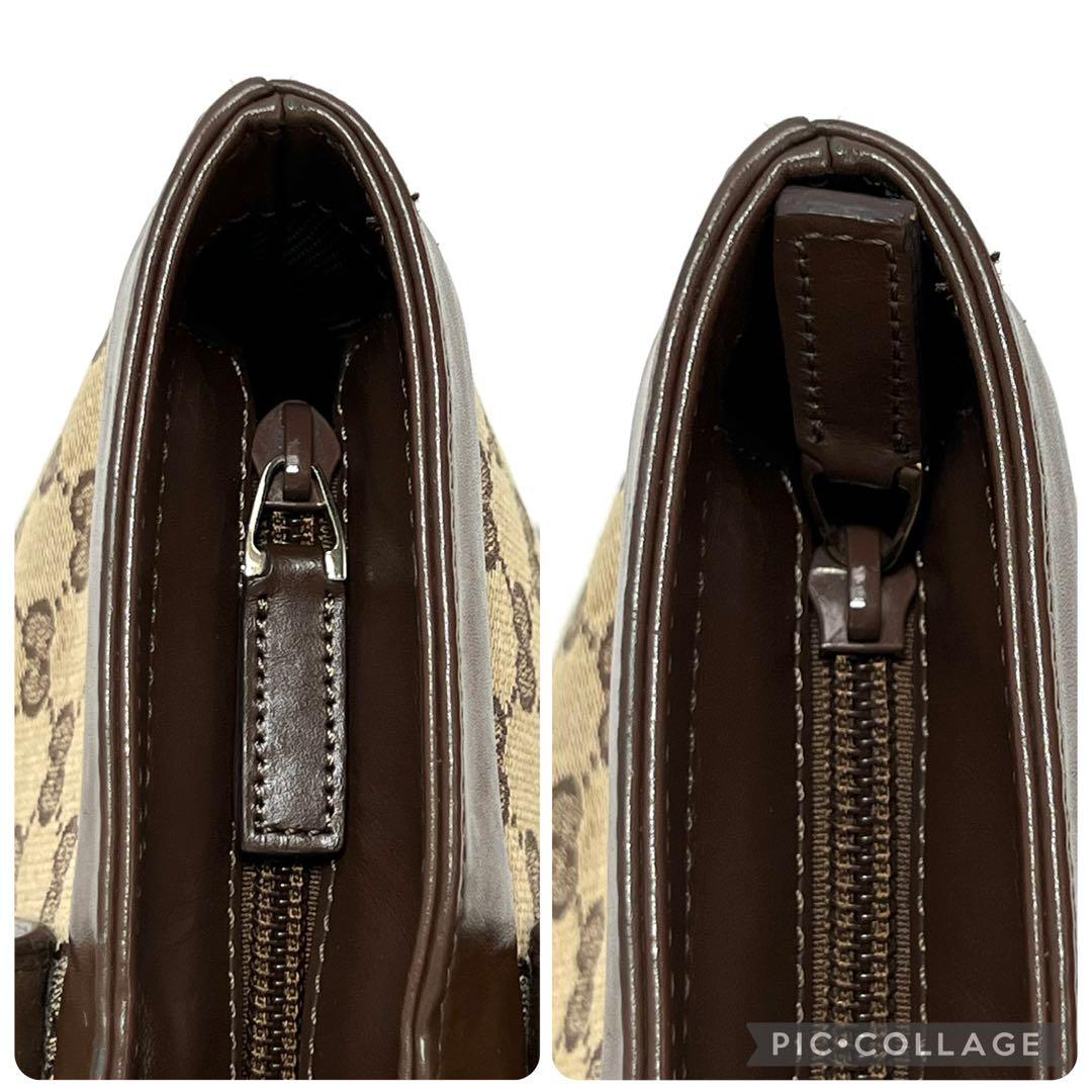 グッチ　トートバッグ　ハンドバッグ　GG柄　キャンバス　レザー　ブラウン