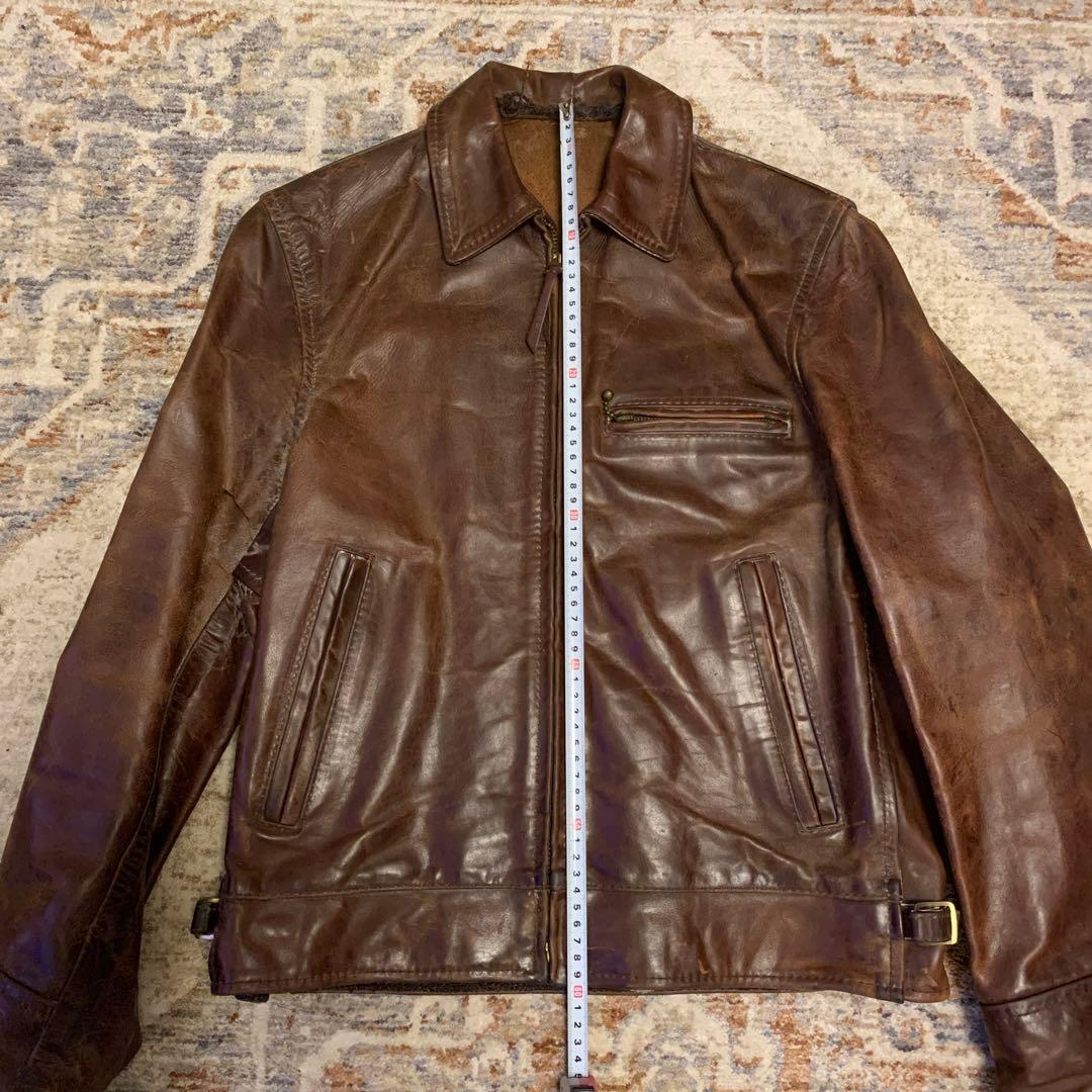 エアロレザーブラウンレザーシングルライダースジャケット - メルカリ