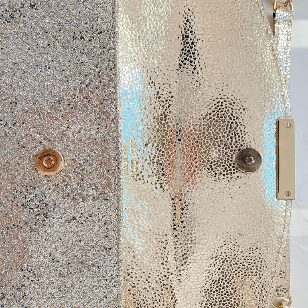 ジミーチュウ　ハンドバッグ　シルバー×ゴールド