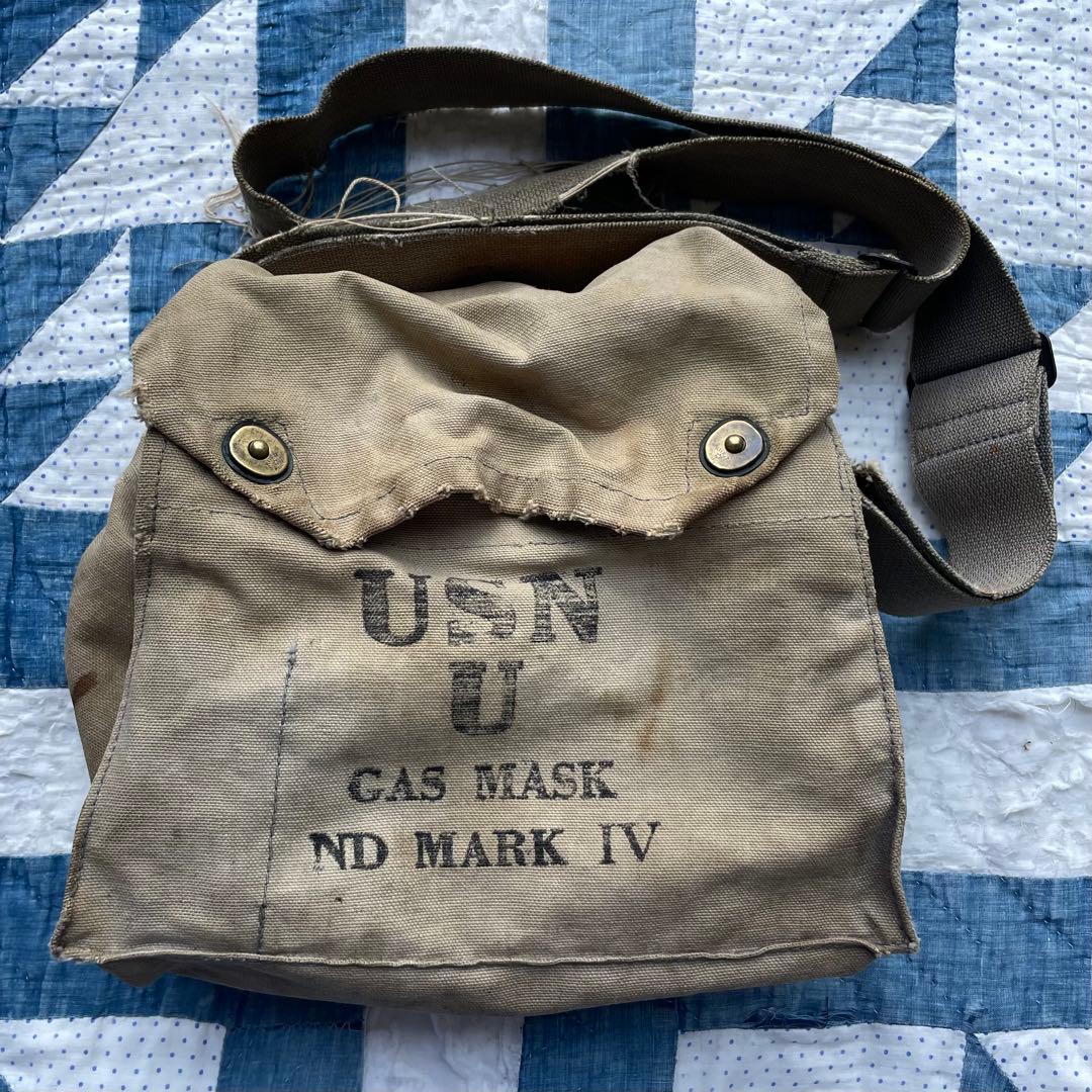希少 40s USN NAVY 海軍 ガスマスクバッグ Ⅳ ショルダーバッグ 希少