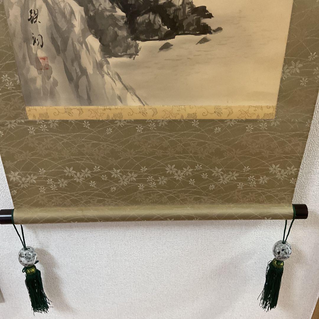 作者不詳 絹本水墨山水画 【 落款 印譜在 】 掛け軸