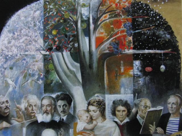 芝田米三、【春夏秋冬・願　平和】、希少な画集画、新品高級額