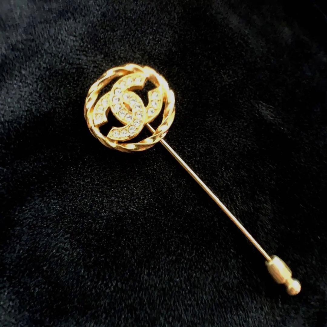 CHANEL ヴィンテージ シャネル ピンブローチ ラインストーン ココマーク