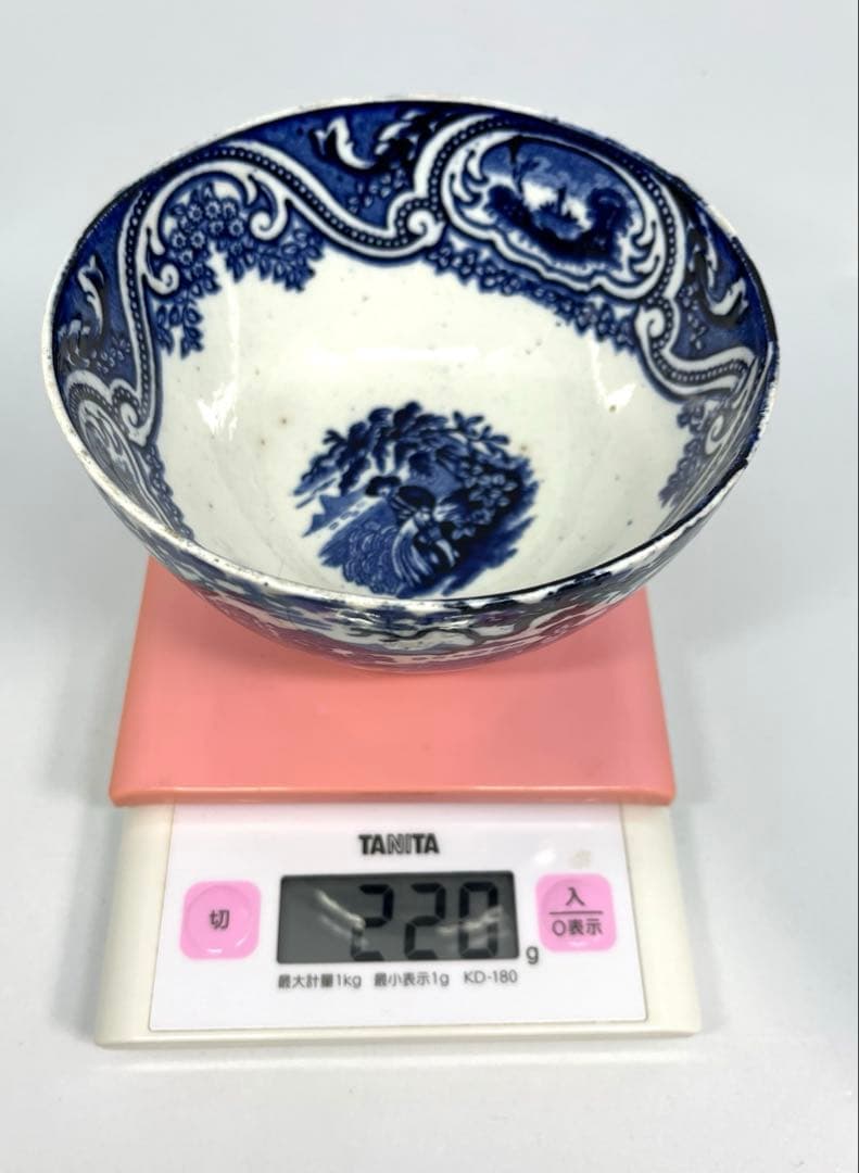 オランダ銅版小鉢】染付人物風景文小鉢(デルフト）18世紀後半〜19世紀