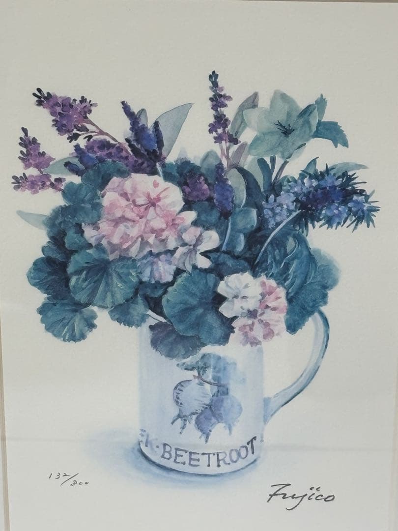 橋本不二子作品 ￼絵画 「可愛いい花束」