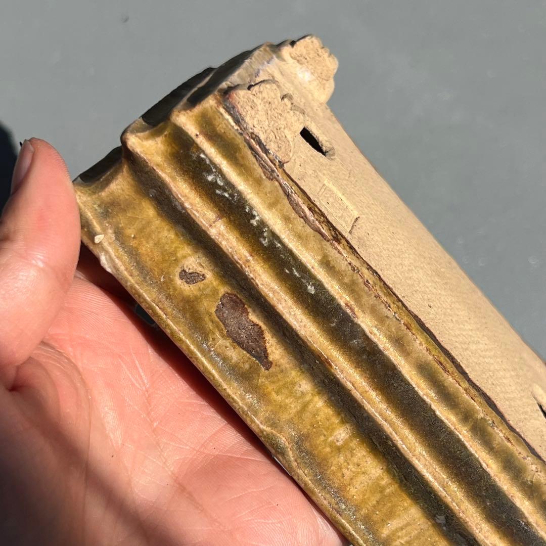 732.日本古鉢 飴釉長方 盆栽鉢 植木鉢 小品盆鉢13.8*7.8*5.2cm