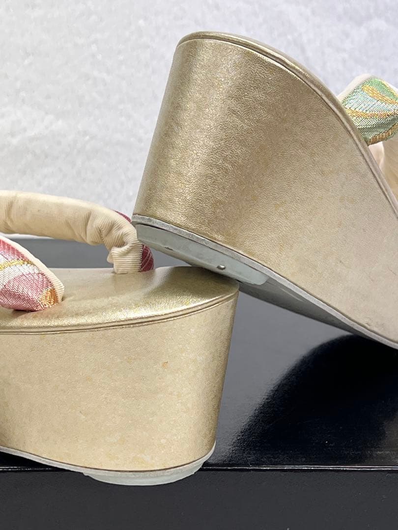 花柄 和装用バッグと草履セット　礼装　振袖　成人式　Mサイズ　厚底