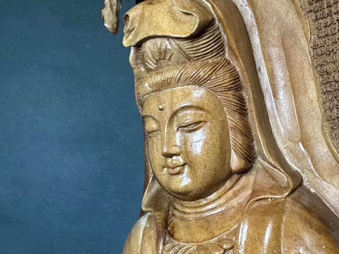 白檀 観音 木彫り 仏教美術 仏像 骨董 仏教 密教 置物アンティ ク 銅製