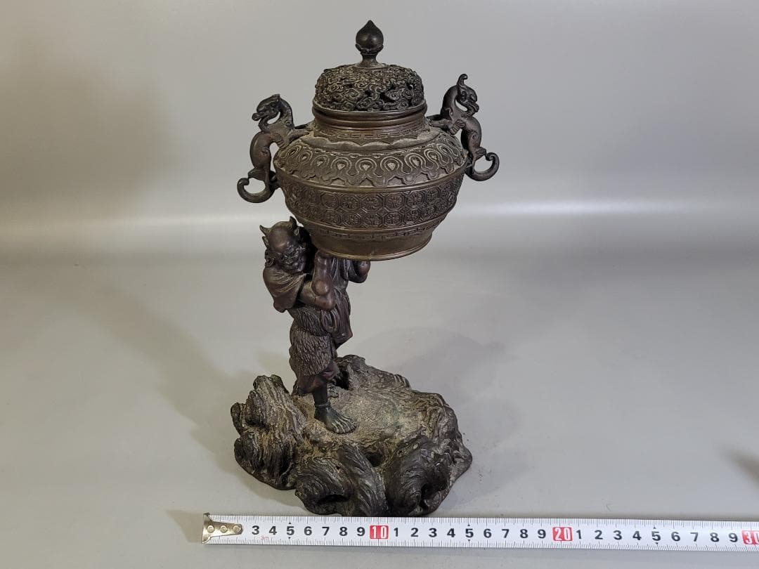 古美術 銅 鬼力 香炉