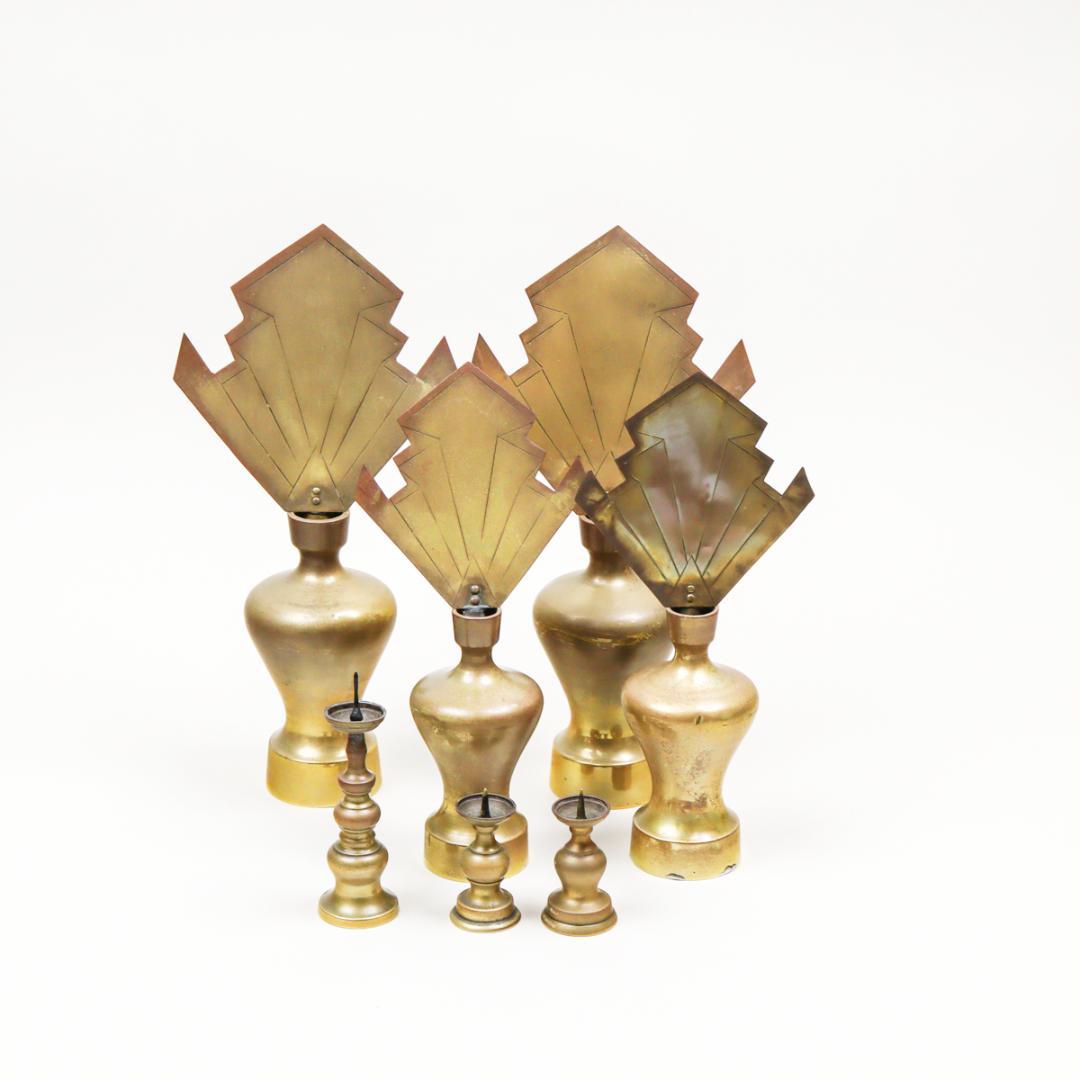 真鍮 熨斗口 神酒口 2対 瓶子 燭台 神具